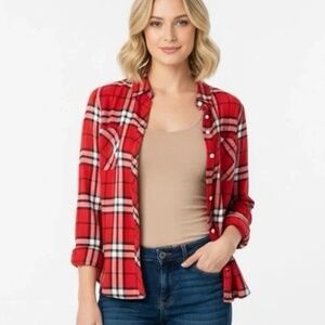 Lucky Brand Plaid Flannel Button Down Shirt Size L
